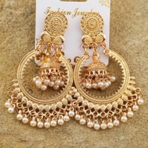 Gold Boho Pearl Tasseled Alloy Dangle Earrings