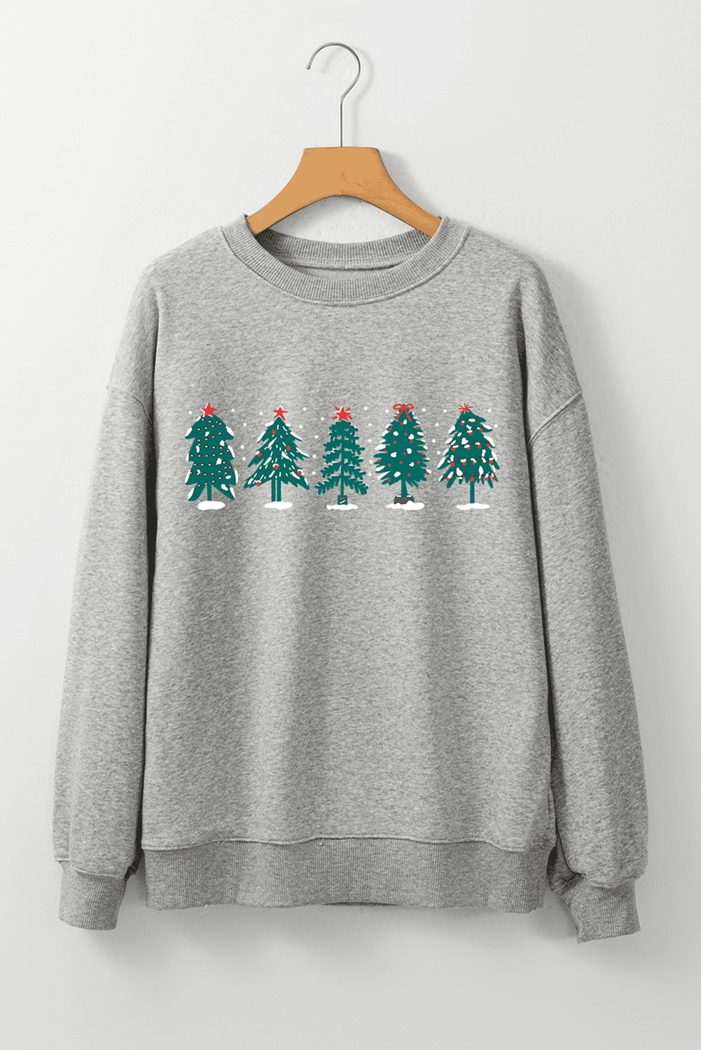 Gray 2-Side Printed Christmas Tree Letter Graphic Sweatshirt