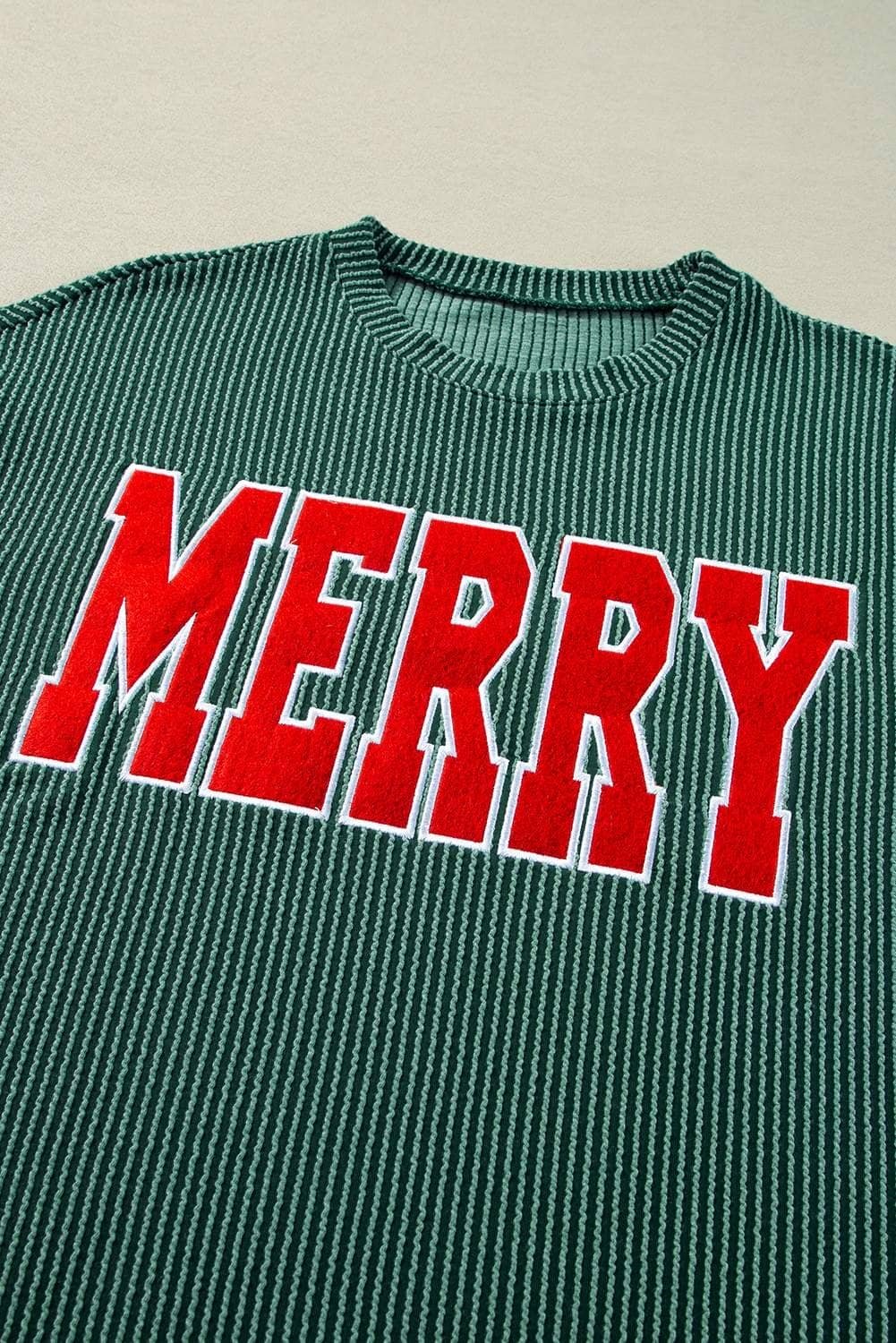 Evergreen Corded Merry Graphic Long Sleeve Top And Shorts Set