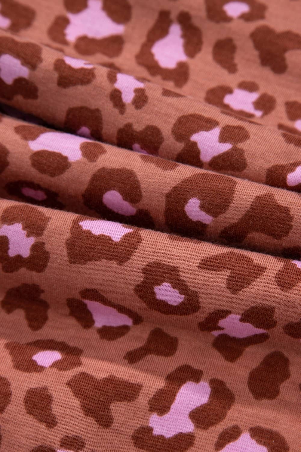 Brown Leopard Print Short Sleeve Shirt And Pants Pajamas Set