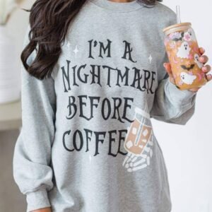 Gray I'M A Nightmare Before Coffee Graphic Crewneck Sweatshirt