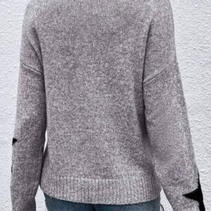 Gray Star Pattern Drop Shoulder Sweater