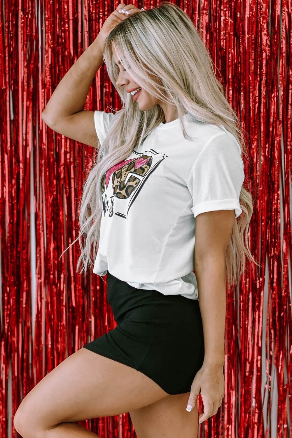 White Love Like Jesus Graphic Crew Neck Tee