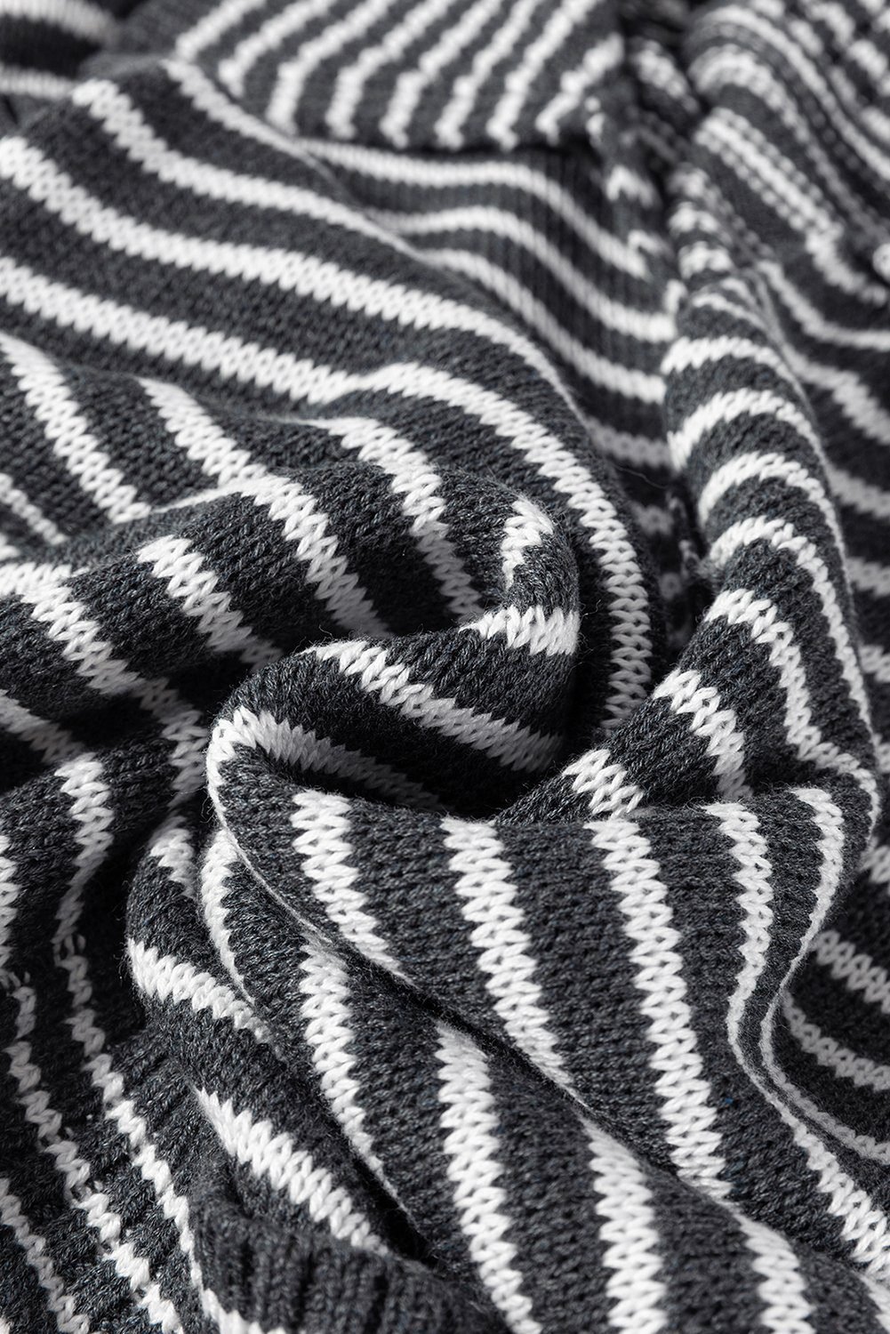 Gray Stripe Collared V Neck Sweater Vest With Pockets