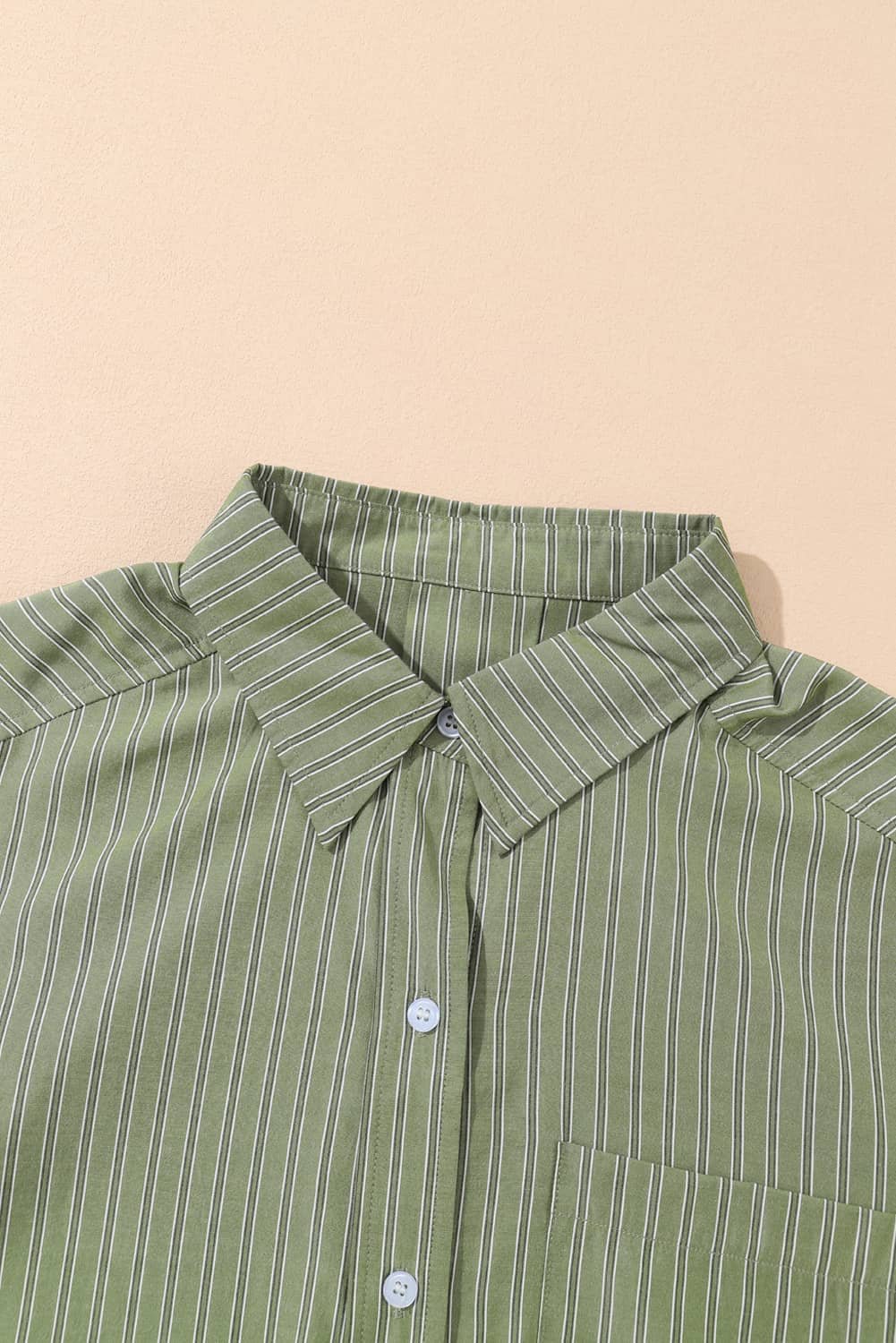 Green Stripe Button Up Oversized Casual Shirt
