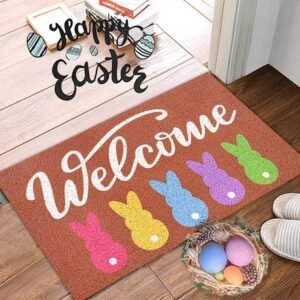 Chestnut Colorful Bunny Printed Entrance Mat