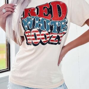 White Red White Boozy Stars And Stripes Graphic T Shirt