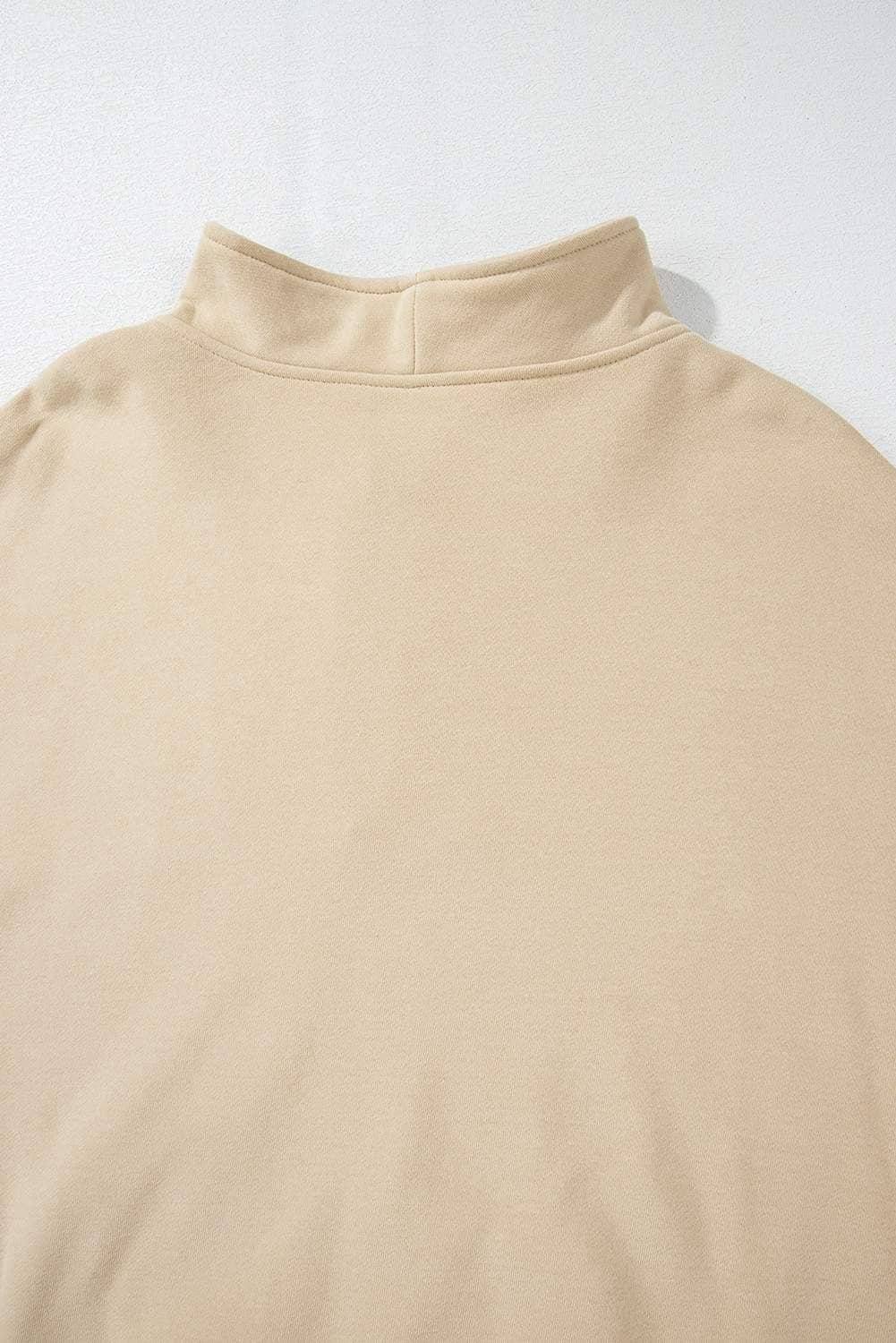 Smoke Gray Zip-Up Stand Neck Kangaroo Pocket Sweatshirt