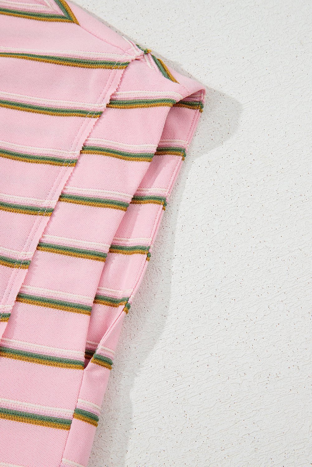 Pink Stripe Wide Short Sleeve Tee And Short Set