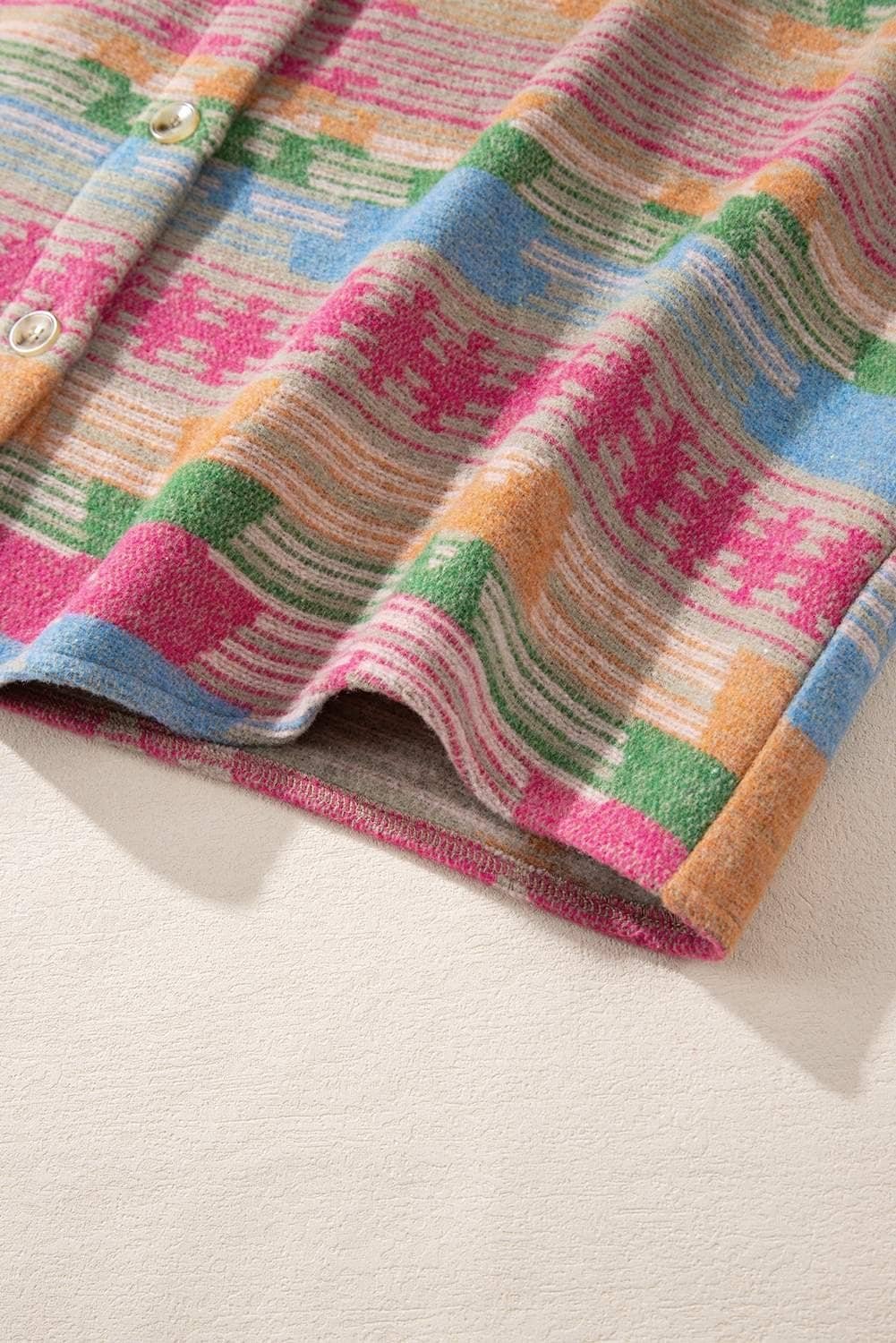 Pink Plus Size Aztec Printed Flap Pocket Shacket