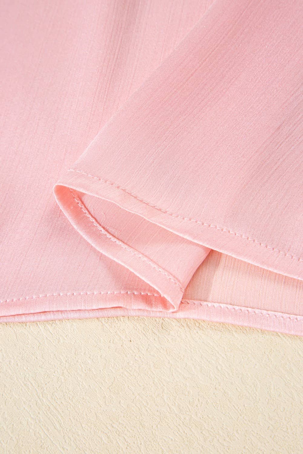 Pink Metallic Gloss Short Batwing Sleeve Plus Size Top