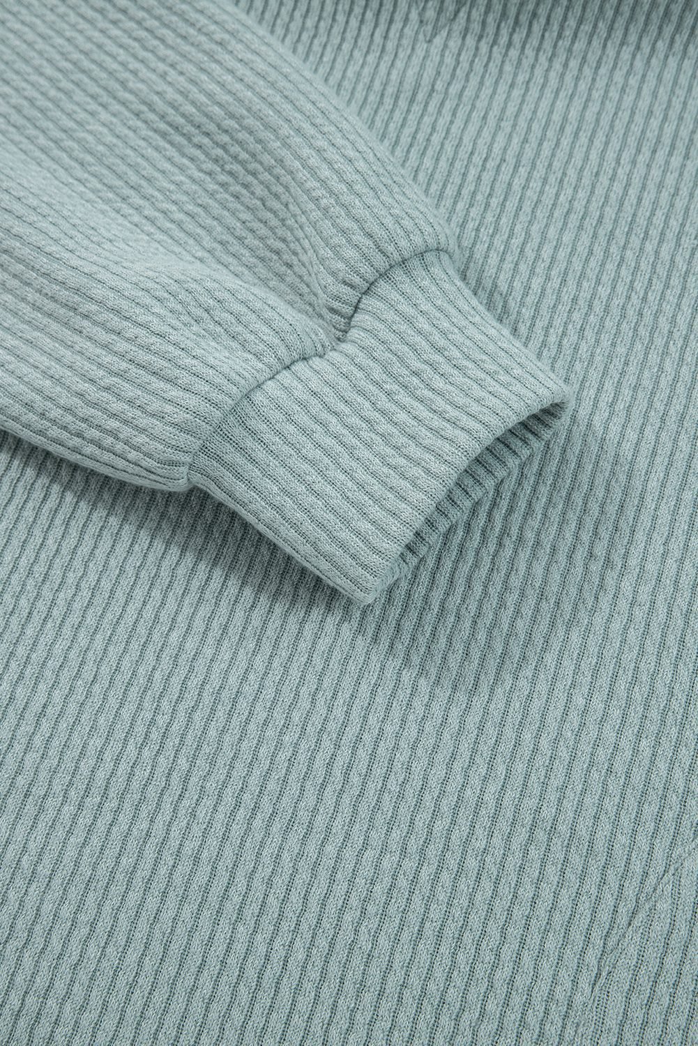 Clearly Aqua Ribbed Drop Shoulder Knit Hoodie