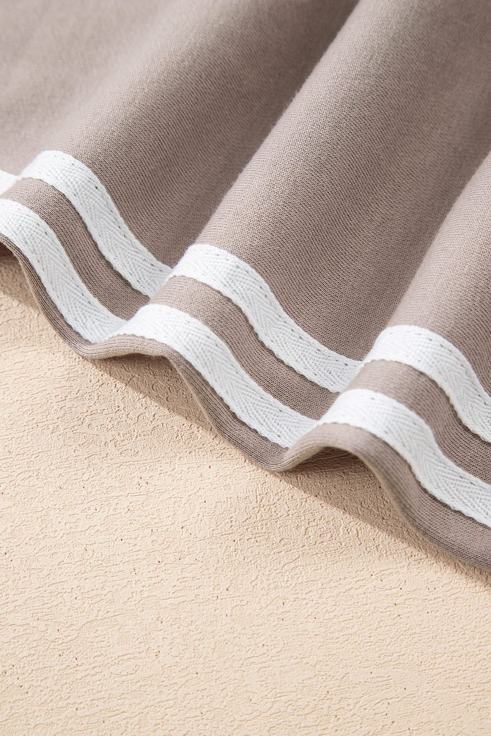 Gray Morn Varsity Striped Detail Crewneck Pullover Elastic Sweatpants 2Pcs Outfit