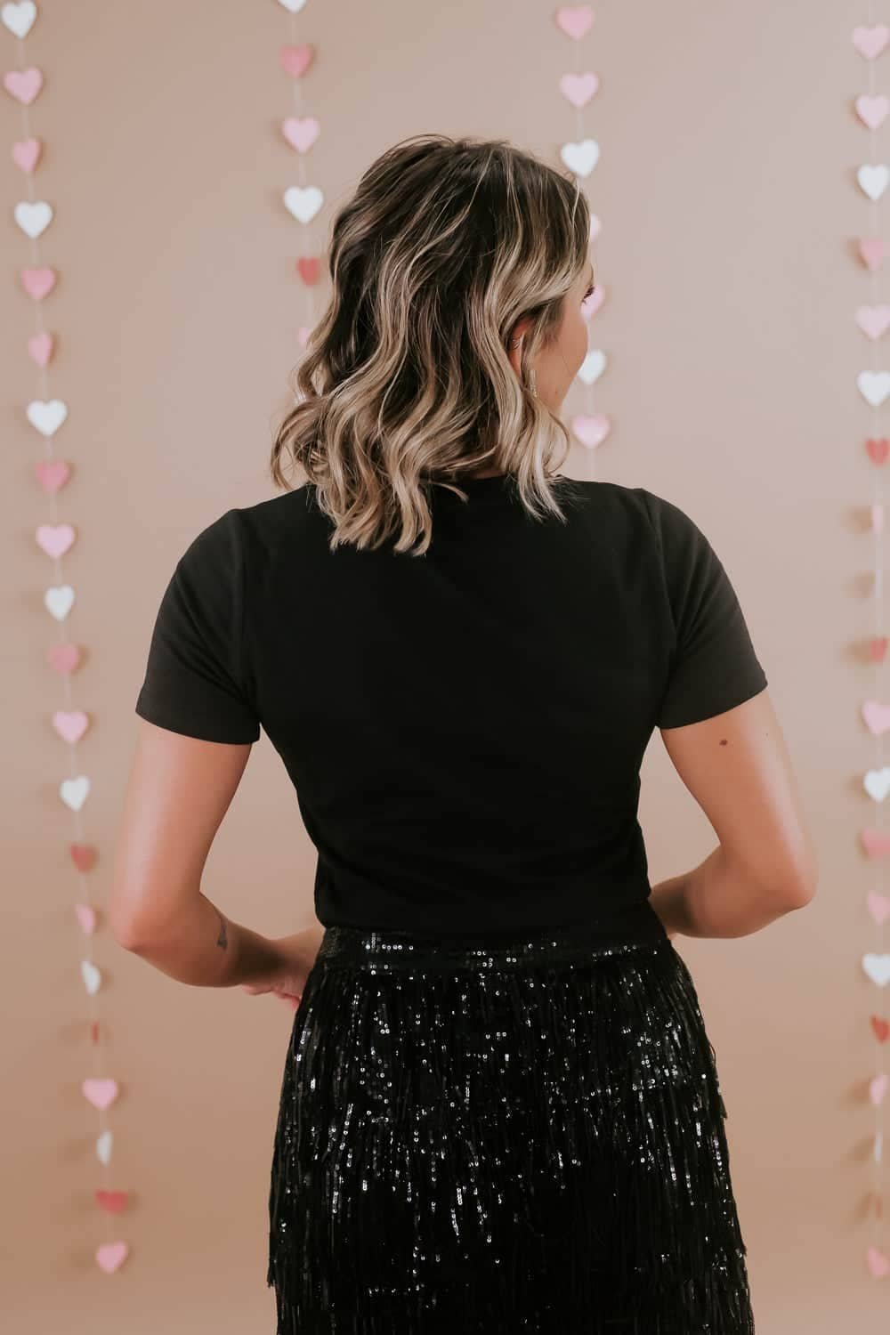 Black Howdy Rhinestone Slim Fit Crew Neck T Shirt