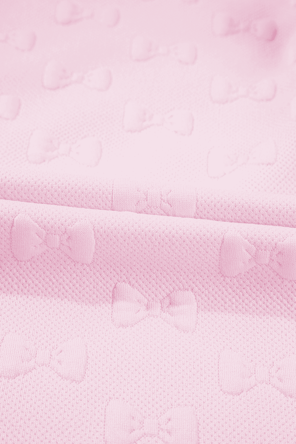 Pink Bow Jacquard Ruffle Sleeve Short 2Pcs Outfit