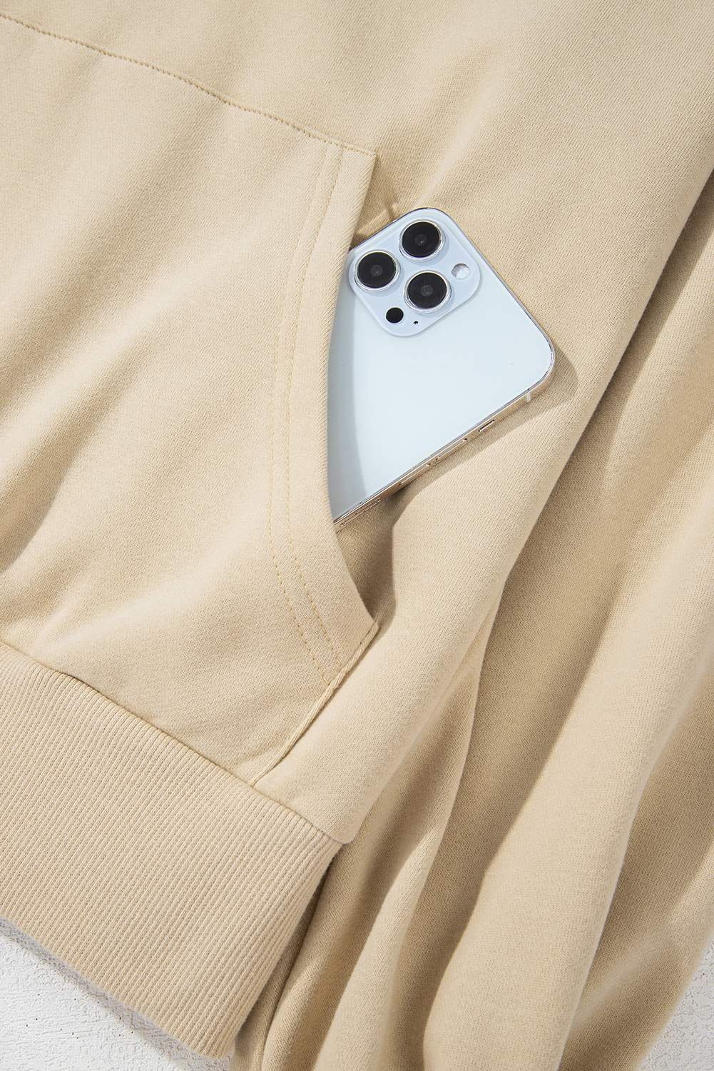 Smoke Gray Zip-Up Stand Neck Kangaroo Pocket Sweatshirt