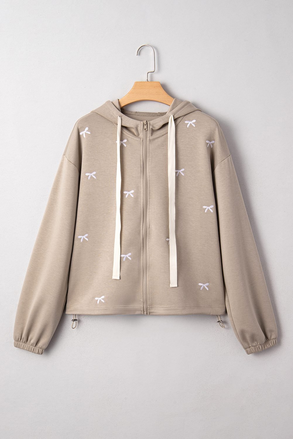 Goat Contrast Bow Embroidered Zip Up Jacket Hoodie