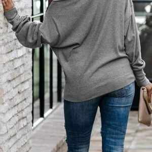 Gray Ribbed Zip Knit Top