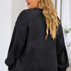 Black Plus Size Santa Claus Patched Textured Sweatshirt