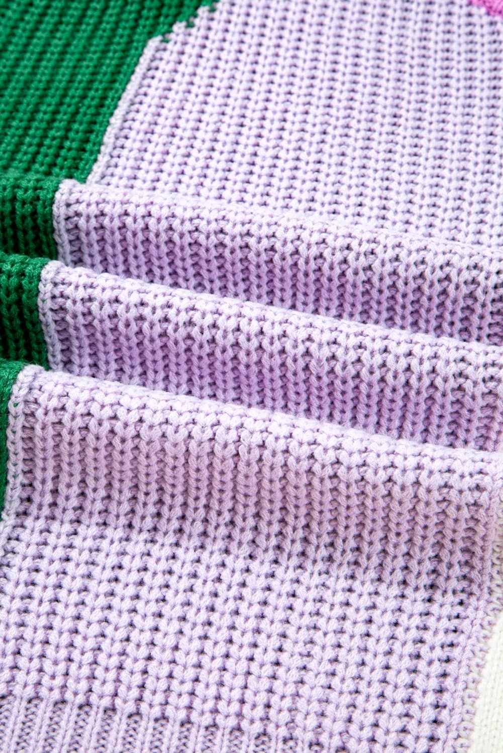 Desert Gold Color Block Textured Knit Drop Shoulder Loose Fit Sweater