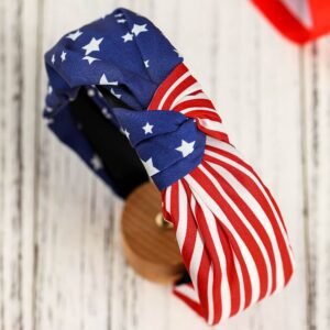 Multicolor American Flag Bow Knot Wide Headband