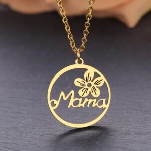 Gold Special Gift Floral Mama Letter Necklace