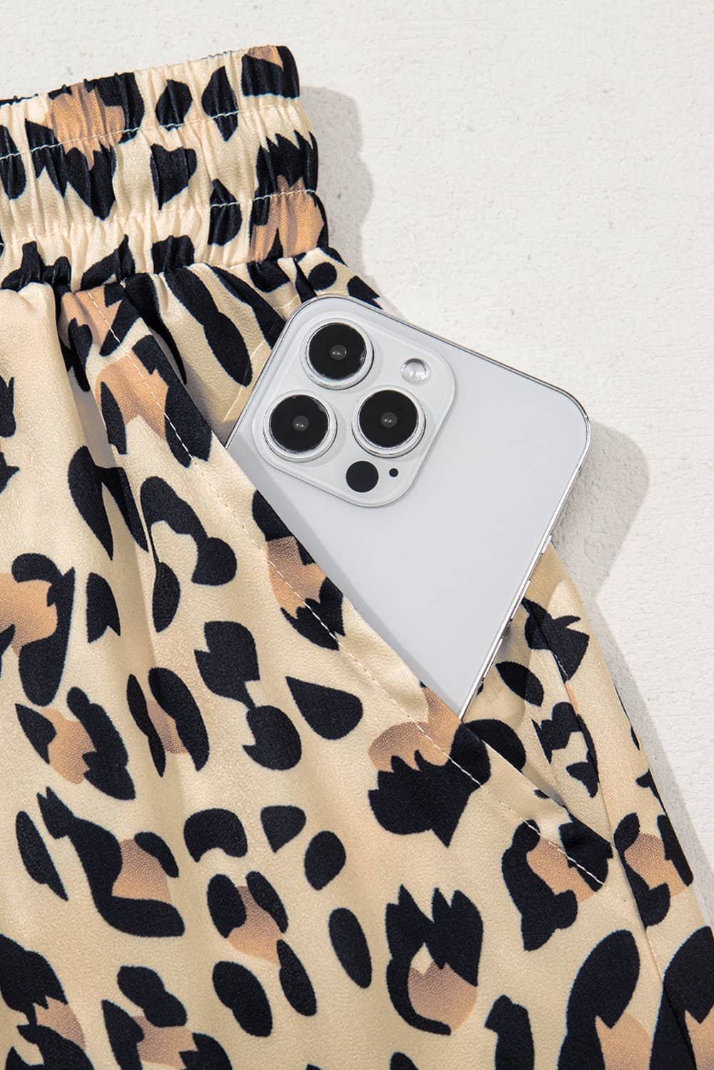 Parchment Leopard Drawstring Flowy Wide Leg Pants