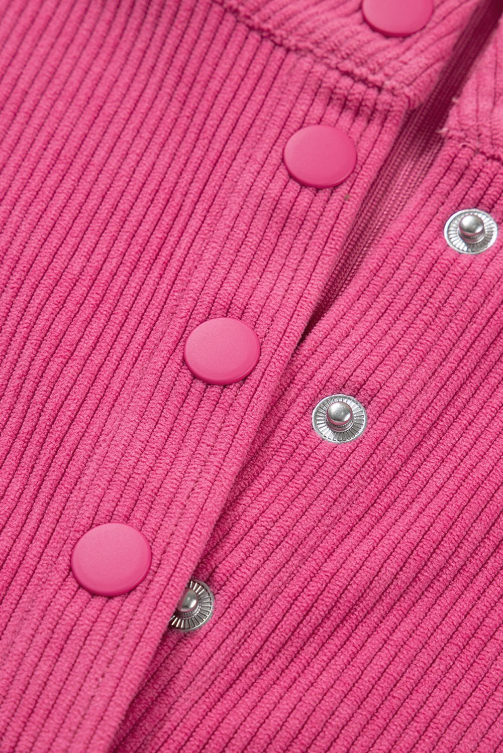 Peach Blossom Half Button Pullover Drawstring Pants Solid Color Corduroy 2Pcs Outfit