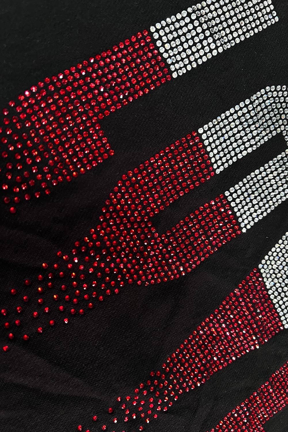 Black Rhinestone Love Graphic Crewneck Valentines Sweatshirt