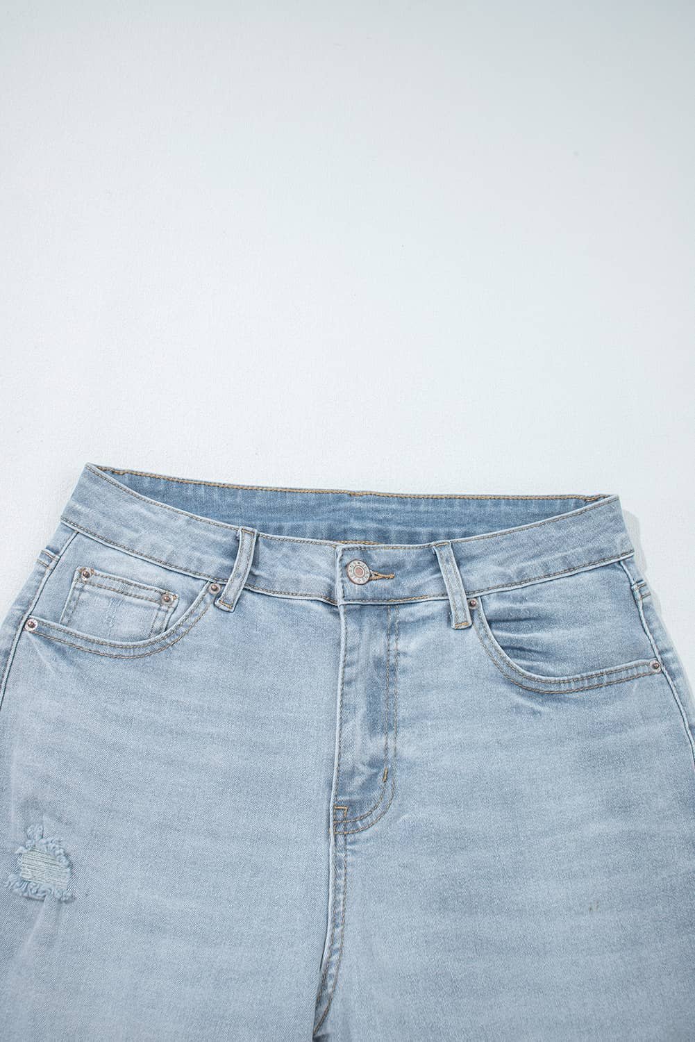 Beau Blue Mid Rise Ankle-Length Distressed Skinny Jeans