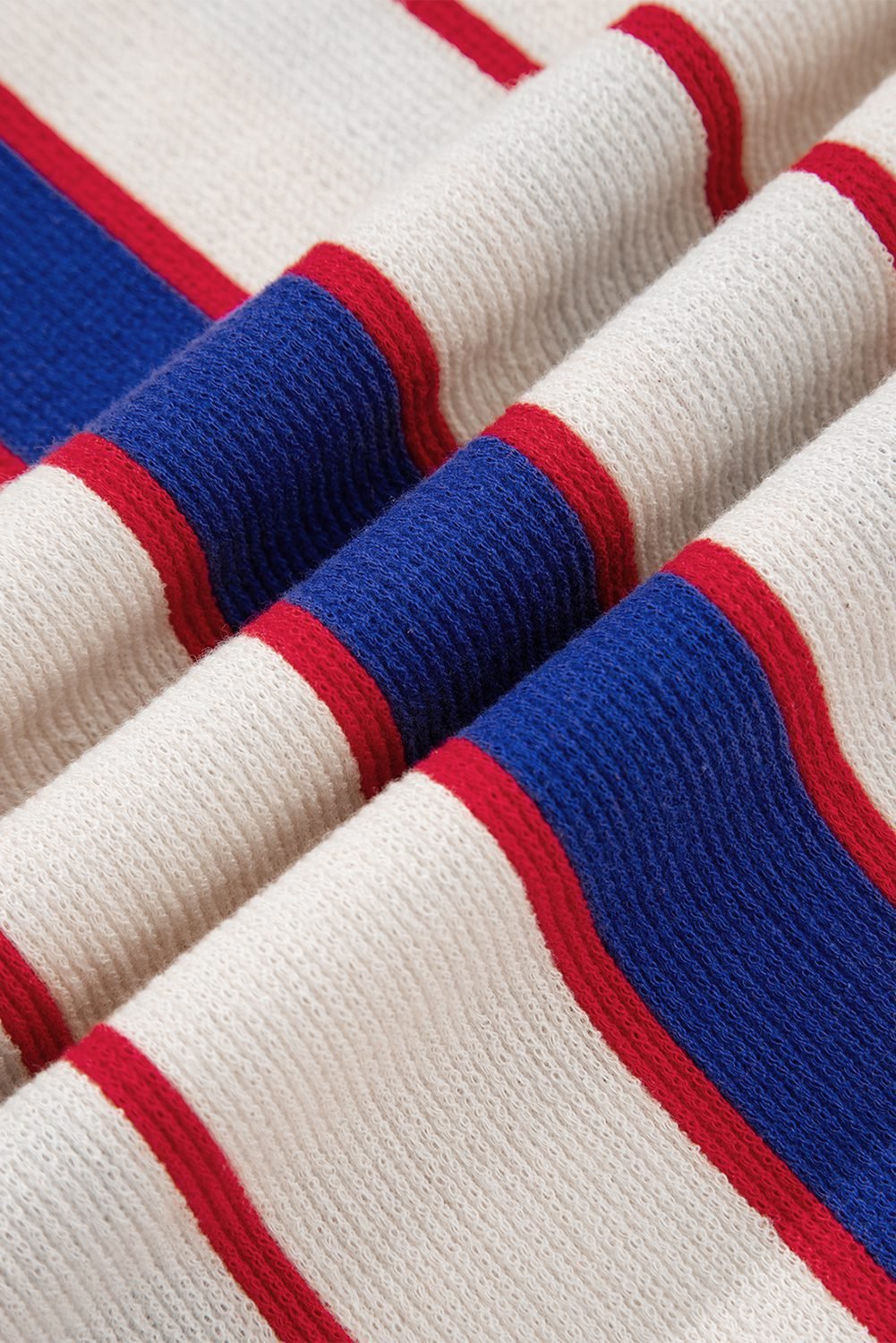 Blue Stripe Color Block Polo Pullover Sweatshirt