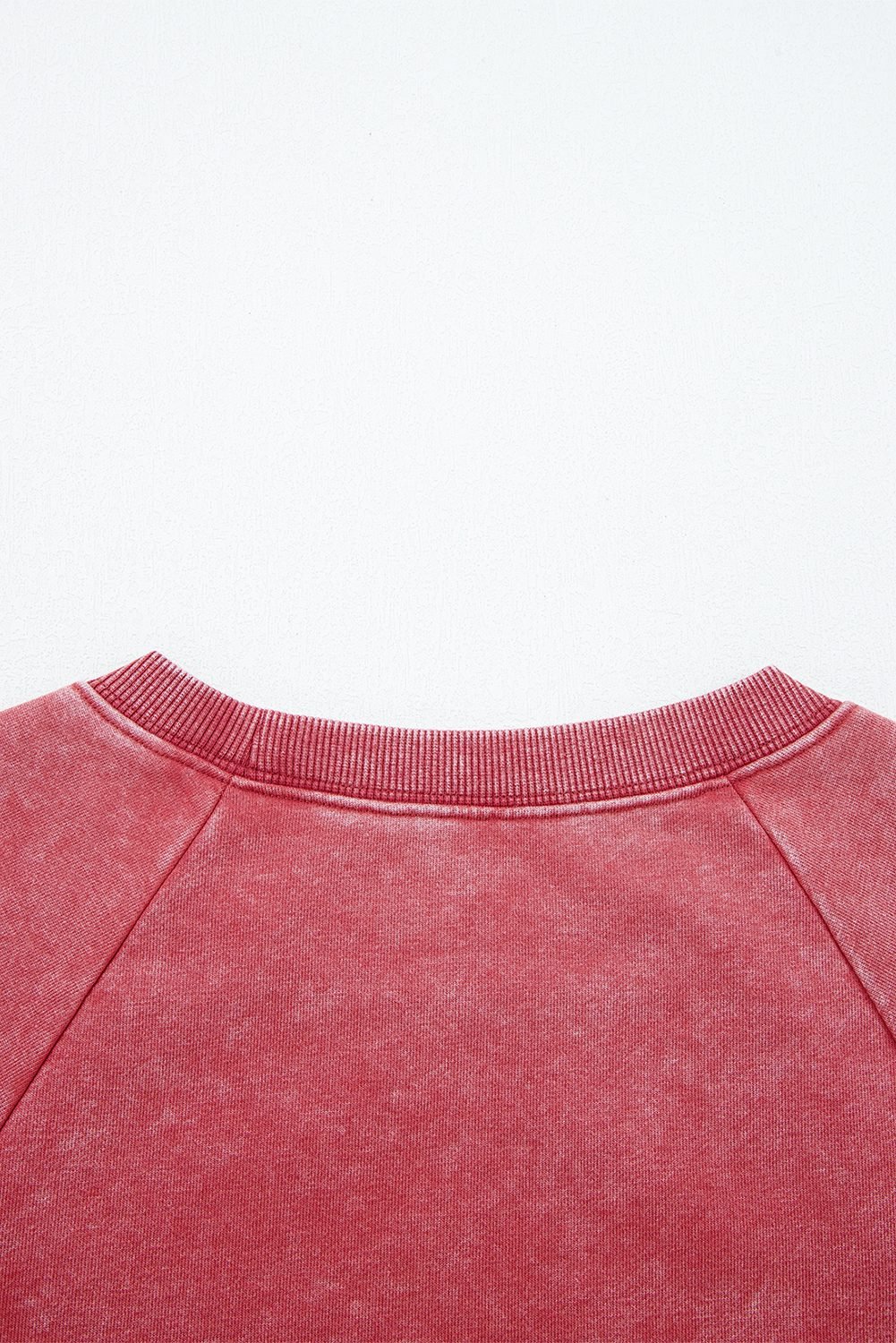 Racing Red Mineral Wash Raglan Sleeve Raw Hem Crop Sweatshirt