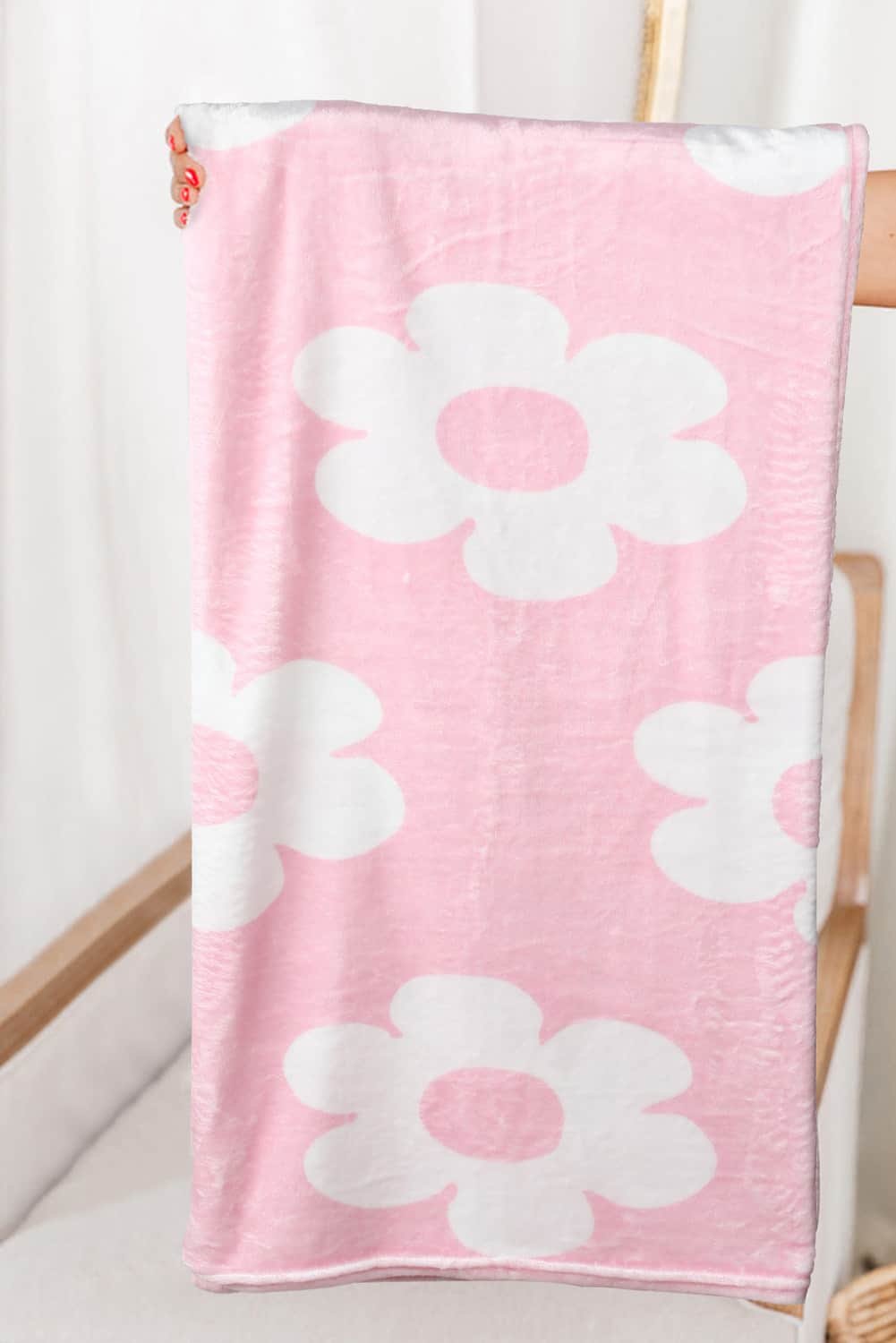 Pink Floral Pattern Square Blanket 76*63Cm