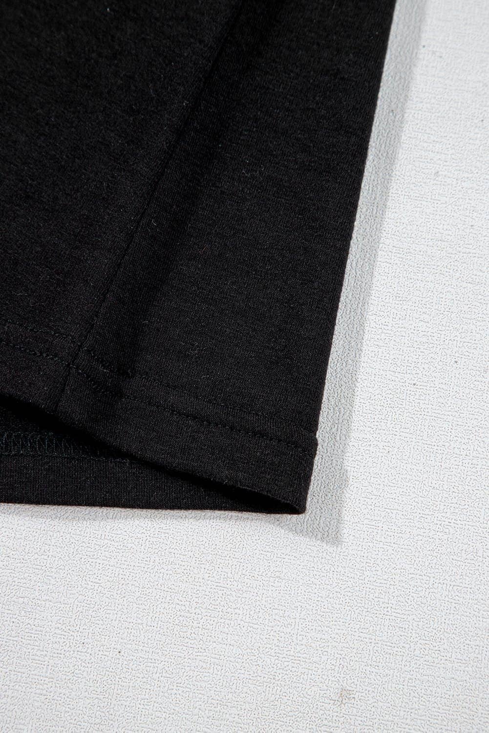 Black Sheer Floral Mesh Round Neck T Shirt