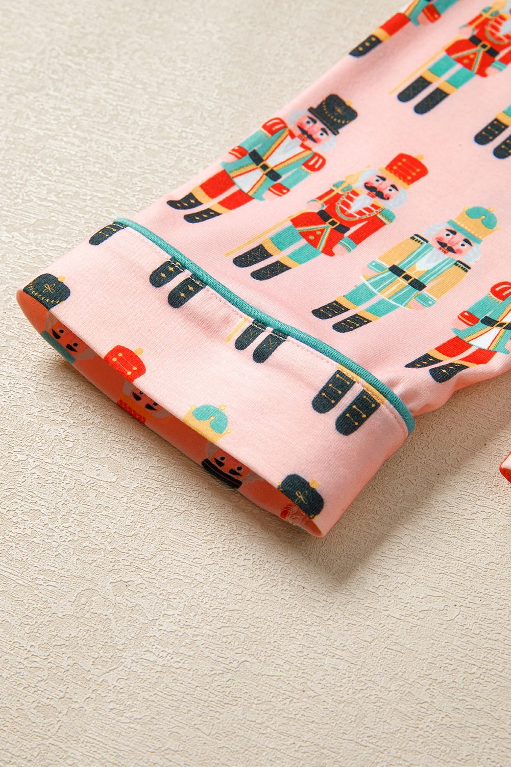 Pink Nutcracker March Long Sleeve Button Up 2Pcs Pajama Short Set