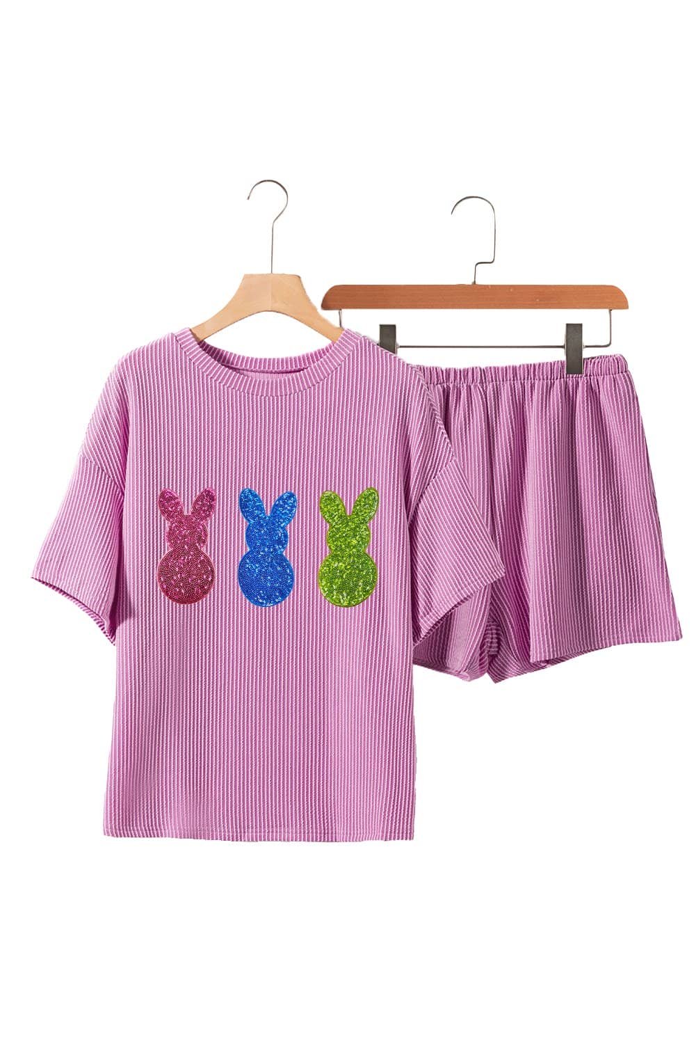 Phalaenopsis Shiny Bunny Doll Patched Loose Tee And Shorts Corded 2Pcs Outfit
