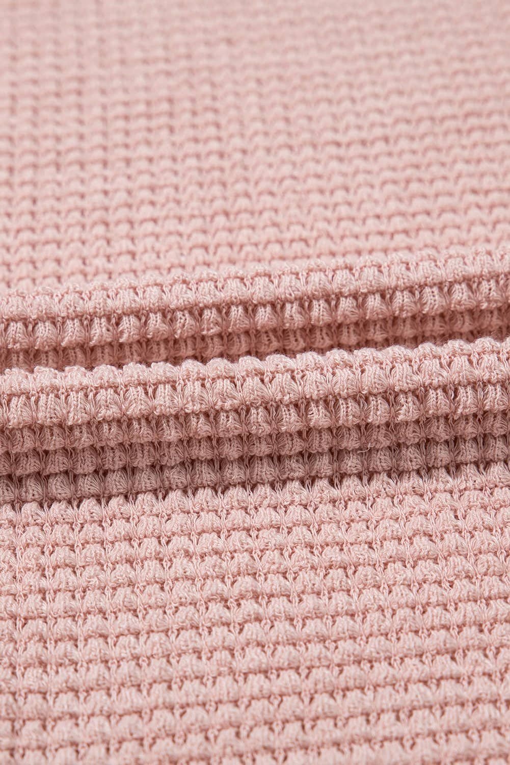 Light Pink Lace Patchwork Waffle Short Sleeve Top