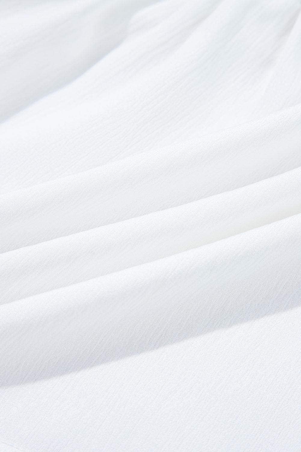 White Flower Lace-Up V Neck Babydoll Blouse