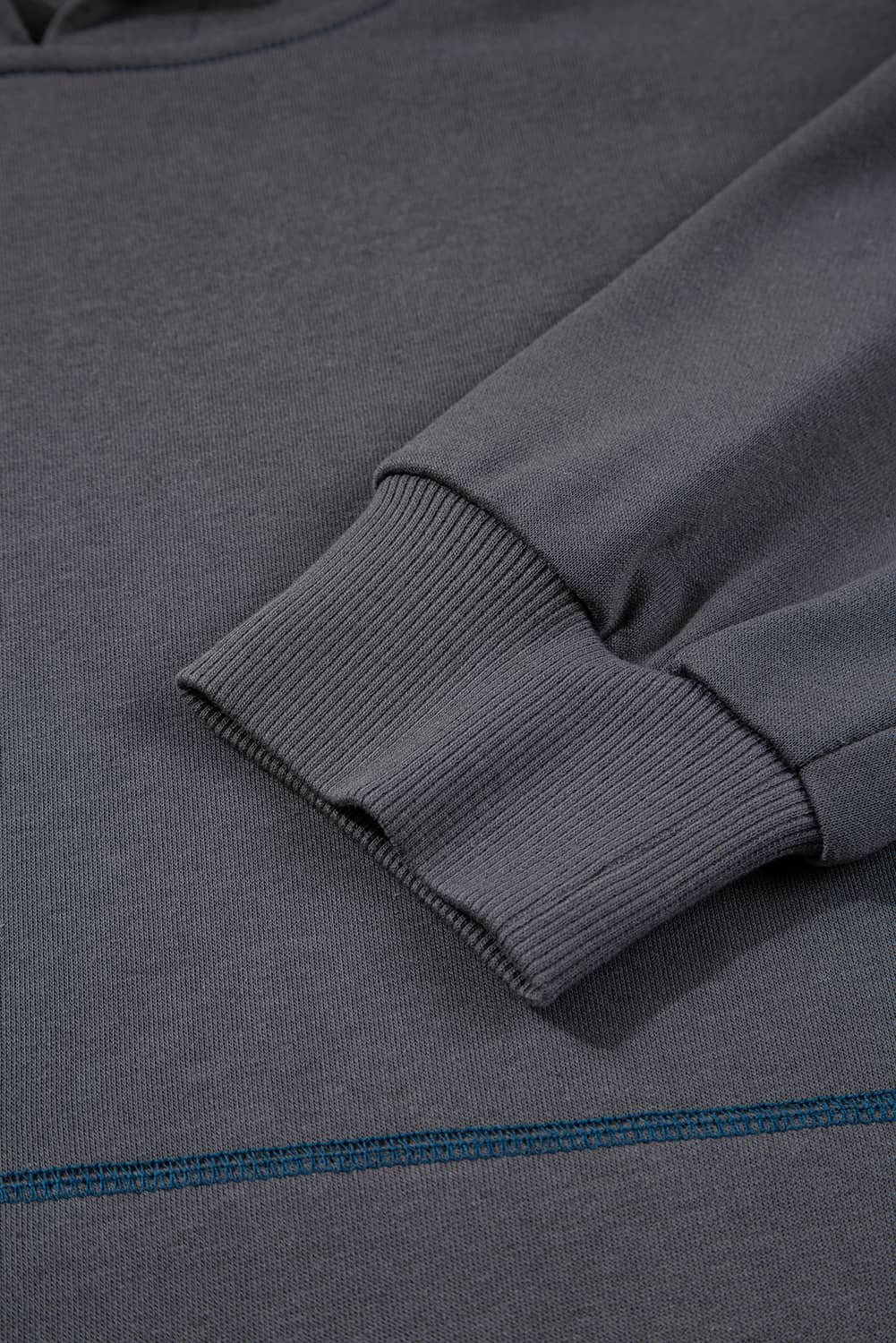 Carbon Grey Star Patchwork Contrast Stitching Mineral Wash Kangaroo Pocket Vintage Hoodie