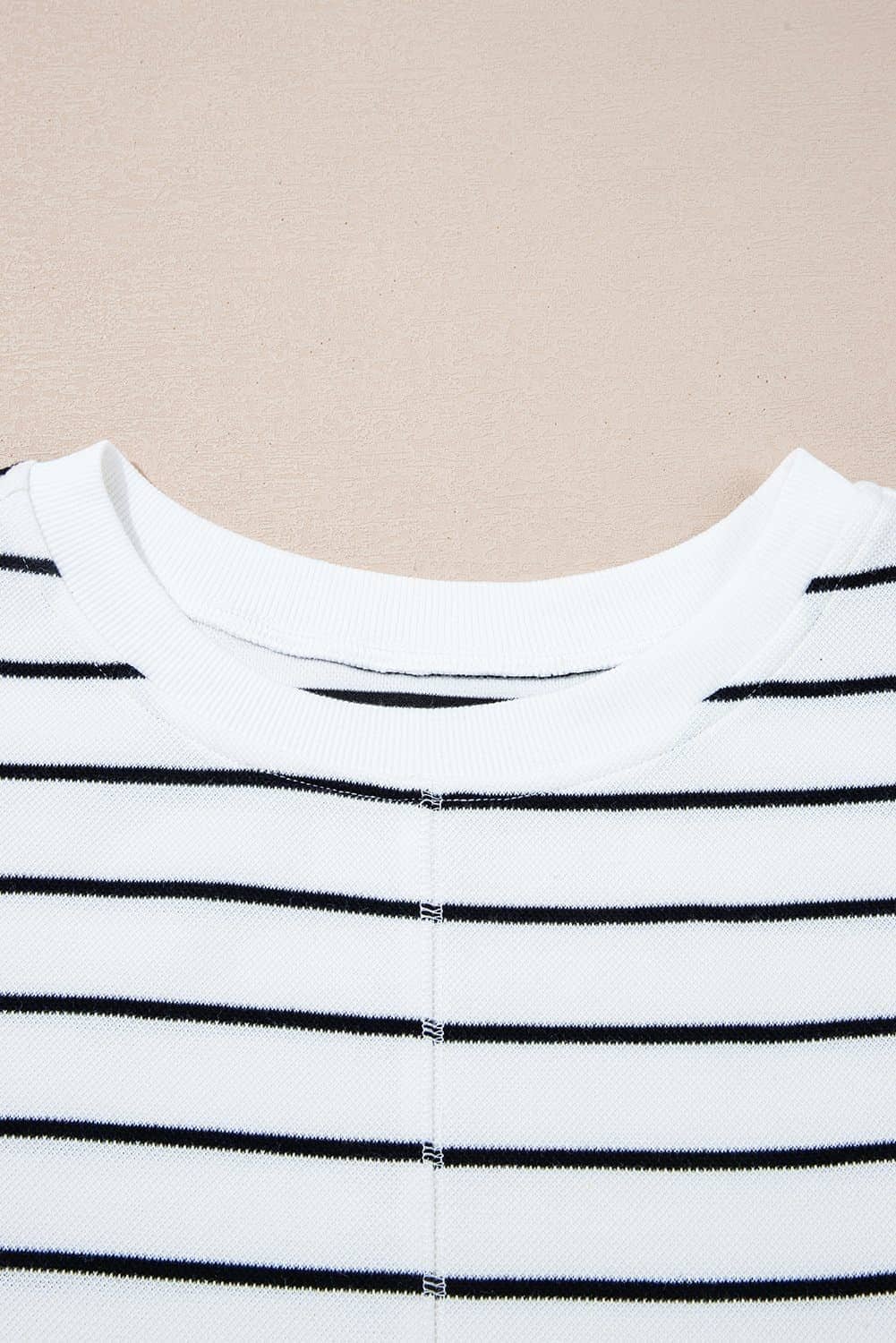 Black Stripe Casual Wide Leg 2Pcs Pants Set