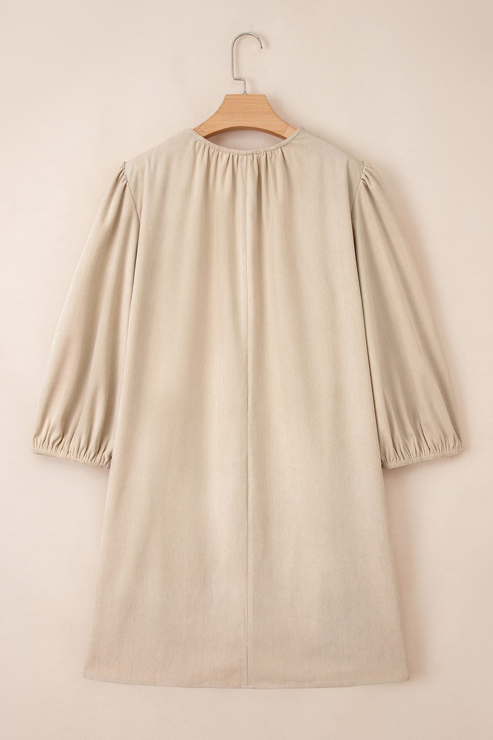 Parchment Notched Neck Scallop Detail Plus Size Mini Dress