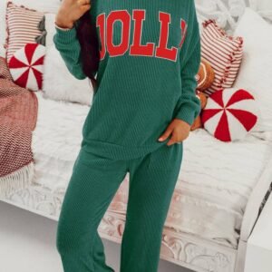 Evergreen Jolly Corded Long Sleeve Top And Pockets Pants Set