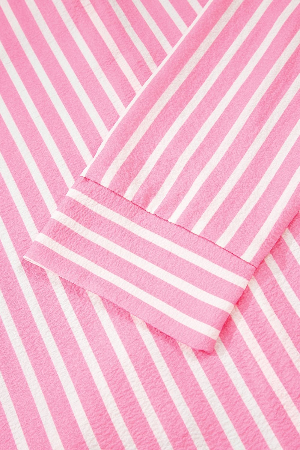 Pink Stripe Buttoned Front Long Sleeve Top And Pants 2 Piece Sleepwear