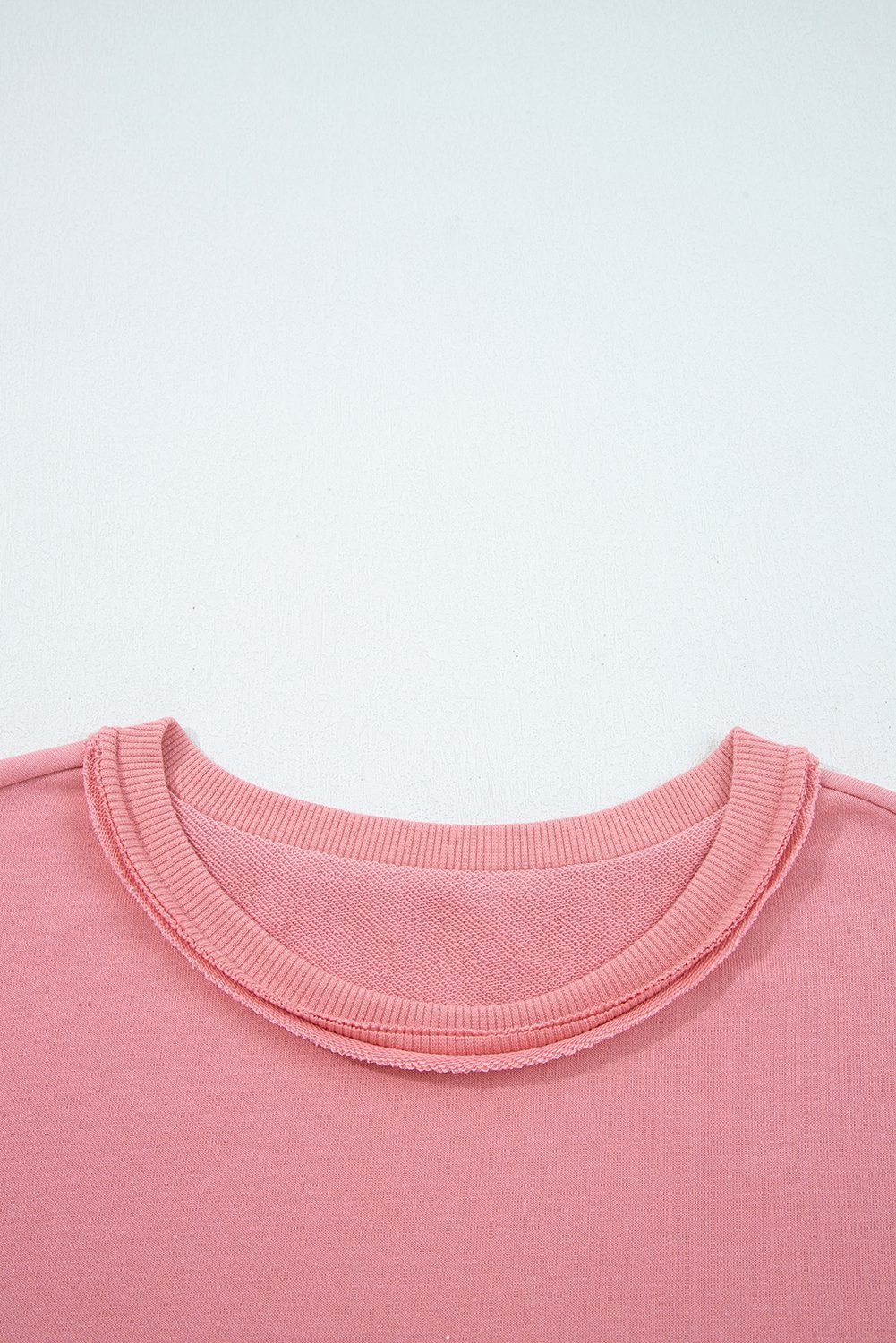 Peach Blossom Floral Applique Baggy Pullover Sweatshirt