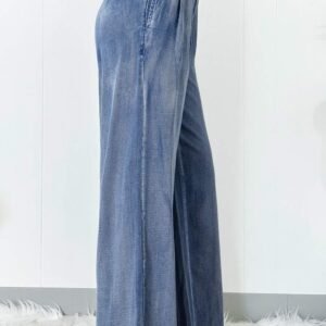 Dusk Blue Acid Wash Wide Leg High Waist Jeans