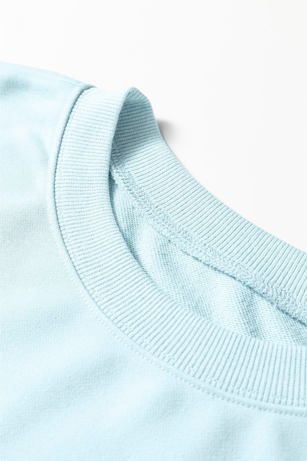 Mist Blue Drop Shoulder Puff Sleeve Crop Pullover Drawstring Wide Leg Pants Set