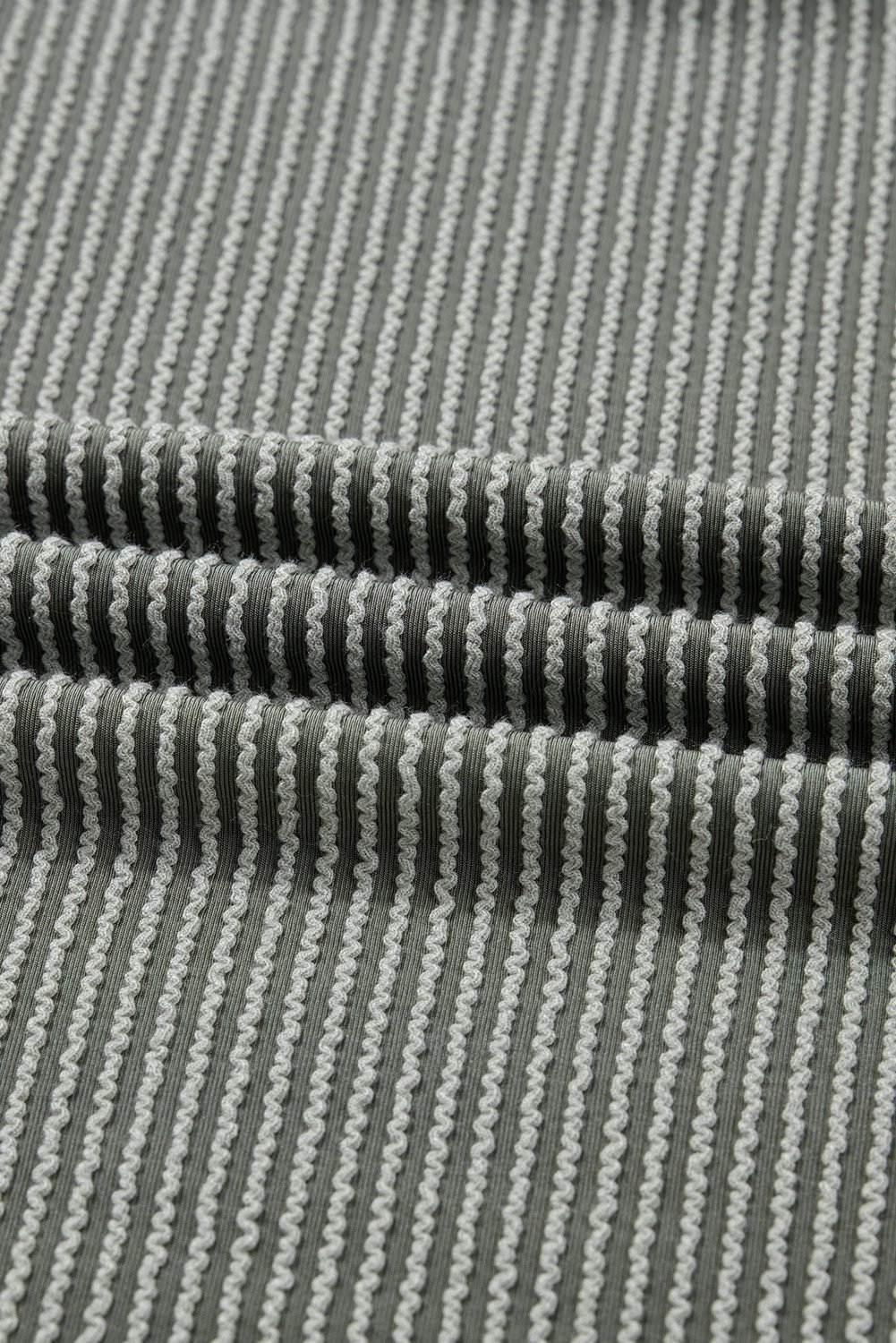 Green Bay Twist Ribbed Exposed Seam Detail Long Sleeve Loose Top