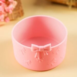 Pink Bowknot Decor Food Grade Silicone Cup Sleeve