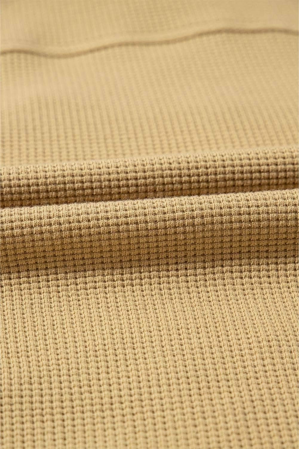 Khaki Waffle Knit Floral Print Patchwork Button Up Jacket