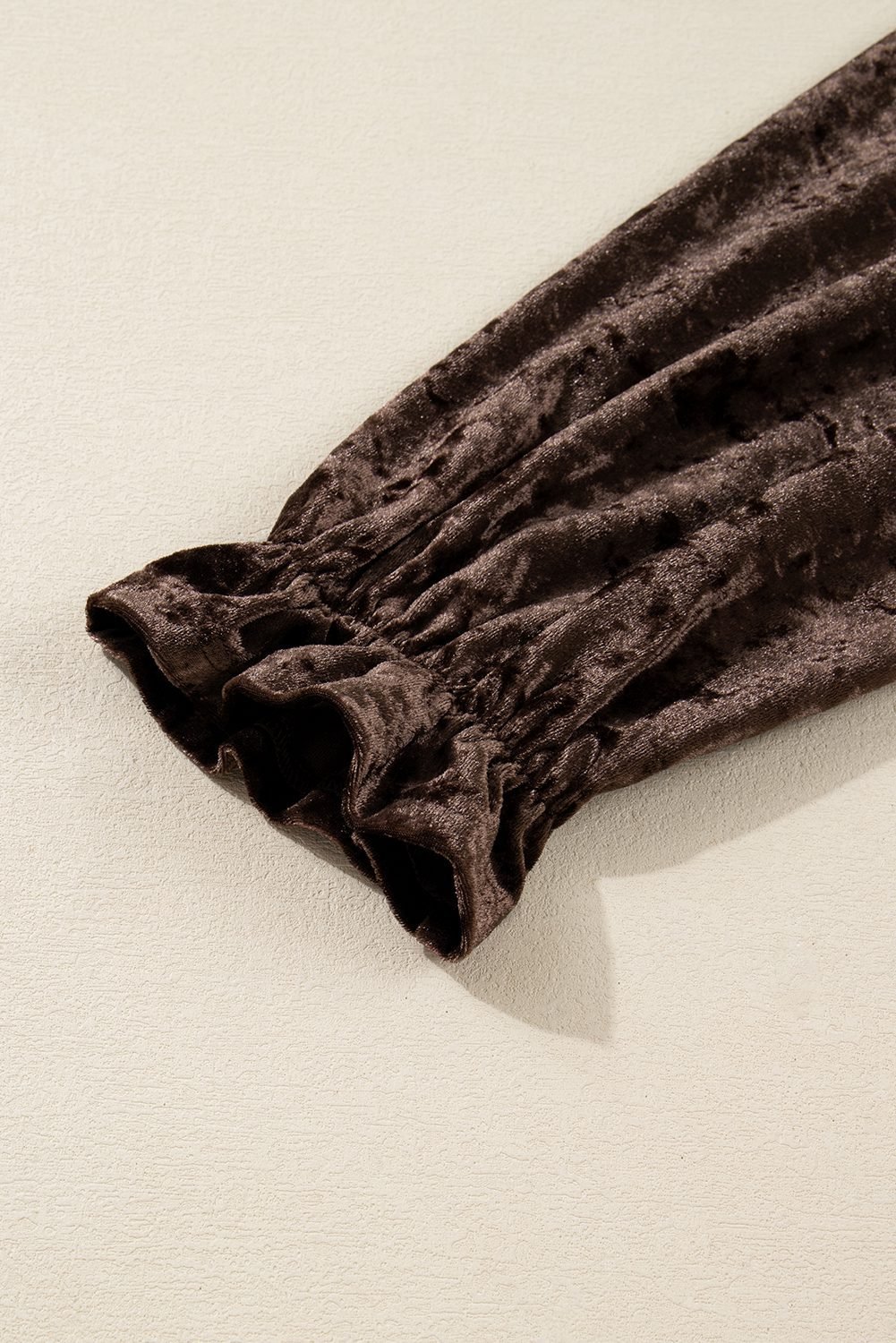 Coffee Plus Size Velvet Babydoll Mini Dress With Puff Sleeve